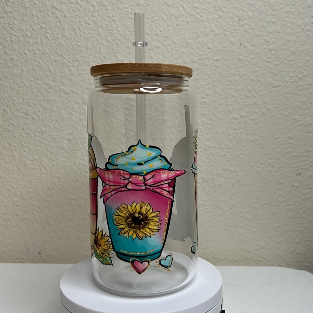 Mom Coffee Valentine and Sunflower Handmade Libbey Glass Cup - Picture 6 of 6